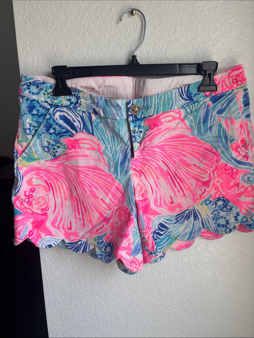 Lilly Pulitzer Pink and Blue Floral Scalloped Shorts